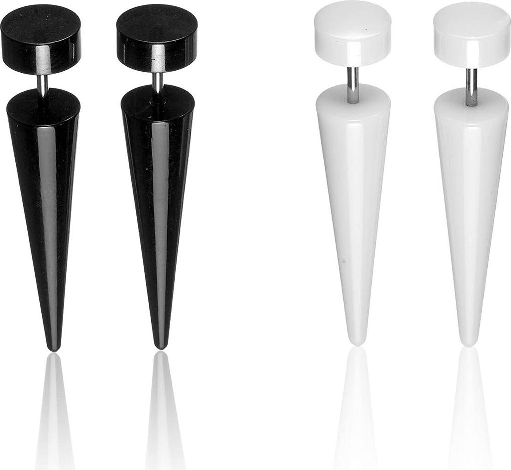 Karisma 1 Paar Fake Dehnstab Tapper Acryl Ohrring Ohrstecker 8mm Farbwahl - Schwarz