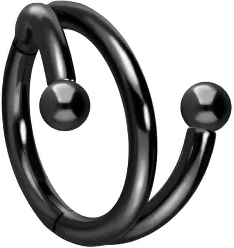 Ohrpiercing, Nasenpiercing, Septum Piercing Titan Segmentring Clicker mit Innengewinde 3 RINGE + 2 KUGELN Schwarz Innendurchmesser: 10mm | Kugelgr...