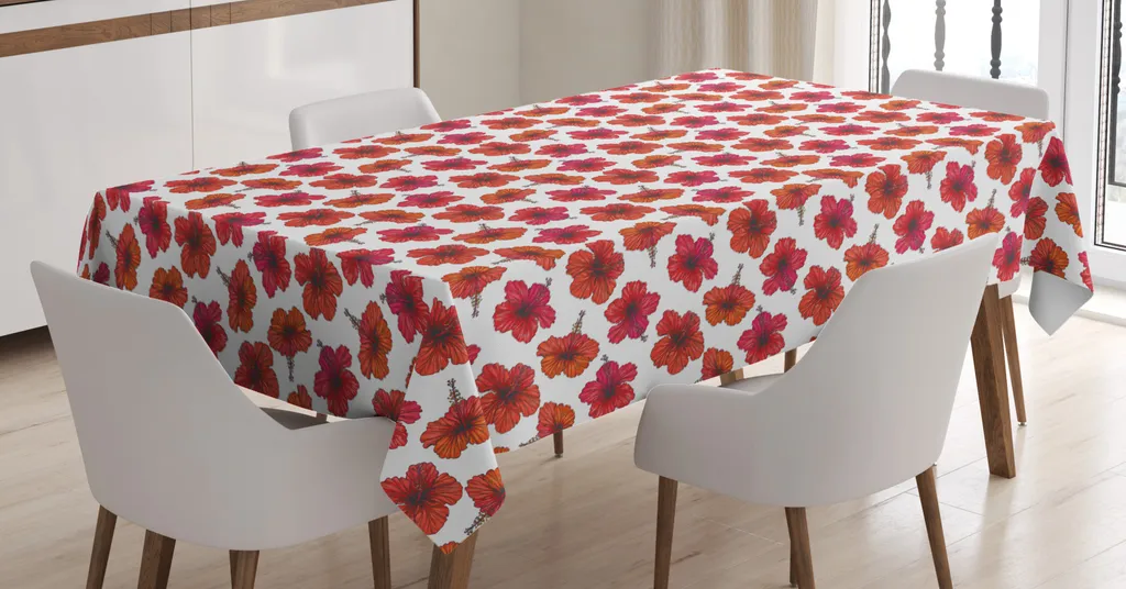 Tovaglia Floreale Ibisco 140x200 cm - Design Moderno Interni/Esterni