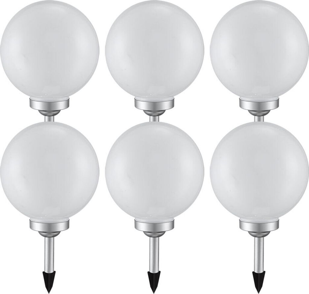 6er Set LED Solarleuchte, Kugel weiß, H 65 cm Produktbild 