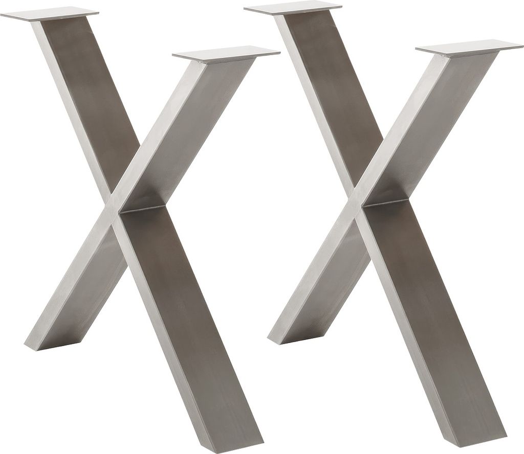 Tischgestell >BROOKLYN< (2er Set) X-Form in Edelstahl silber - 78x68x15 (BxHxT)