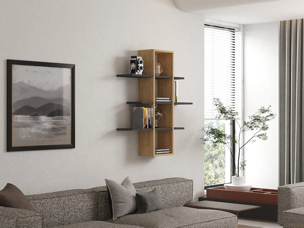 Bibliothèque Murale de Salon Ardo Sapphire Anthracite Skye Decor 96cm