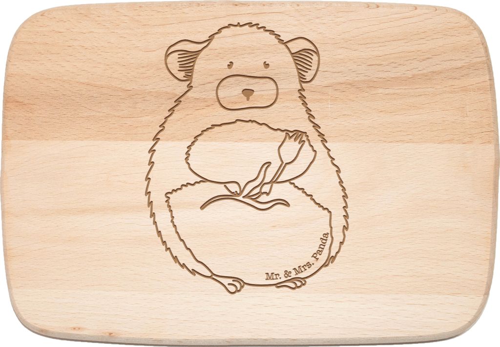 Mr. & Mrs. Panda Schneidebrett Chinchilla Blume - Transparent - Geschenk, Lustige Sprüche, Büro, Chaos, Liebeskummer, Holzbrett, Frühstücksbret...
