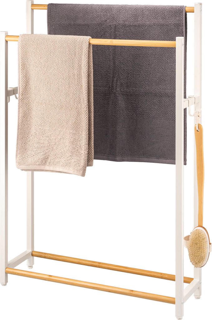 eluno Porte-serviettes sur pied en métal blanc mat avec Image du produit 