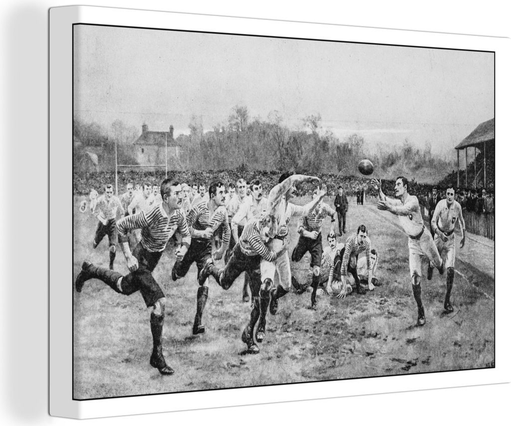 OneMillionCanvasses - Leinwandbilder - 140x90 cm, Eine antike Illustration von Rugby, Wandbilder Kunstdruck Wanddekoration - Foto auf Leinwand - ...