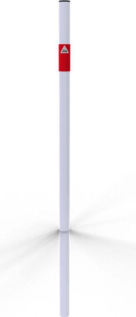 Schake Absperrpfosten aus Stahlrohr verzinkt Ø42x2,5mm weiß mit rot reflektierenden Leuchtstreifen und Kunststoffkappe 900mm Überflur zum Einbet...