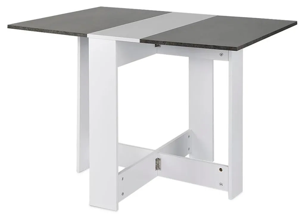 Table à manger moderne aspect béton 104 cm avec piètement bois stable et design