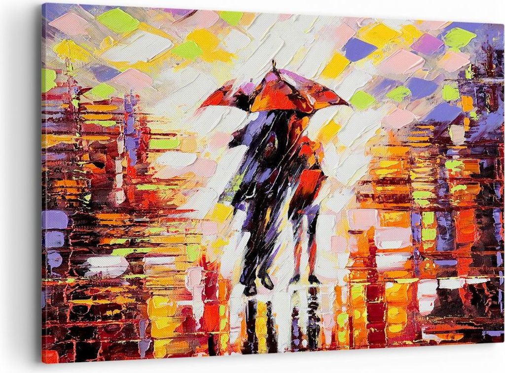 Bild auf Leinwand - Leinwandbild - gehen liebhaber - 100x70cm - Wand Bild - Wanddeko - Wandbilder - Leinwanddruck - Bilder - Kunstdruck - Wanddekor...