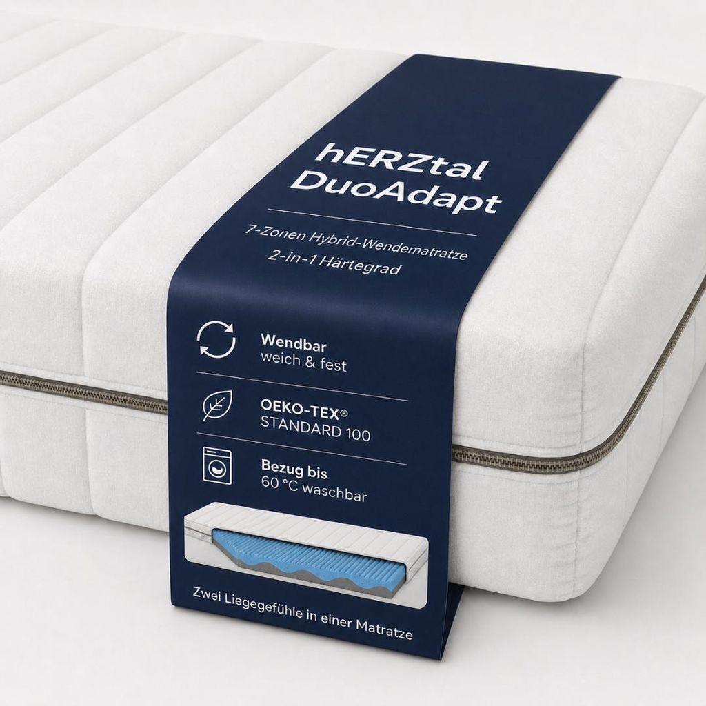 hERZtal DUO ADAPT Wendematratze H3/H4 180x200 cm Produktbild 