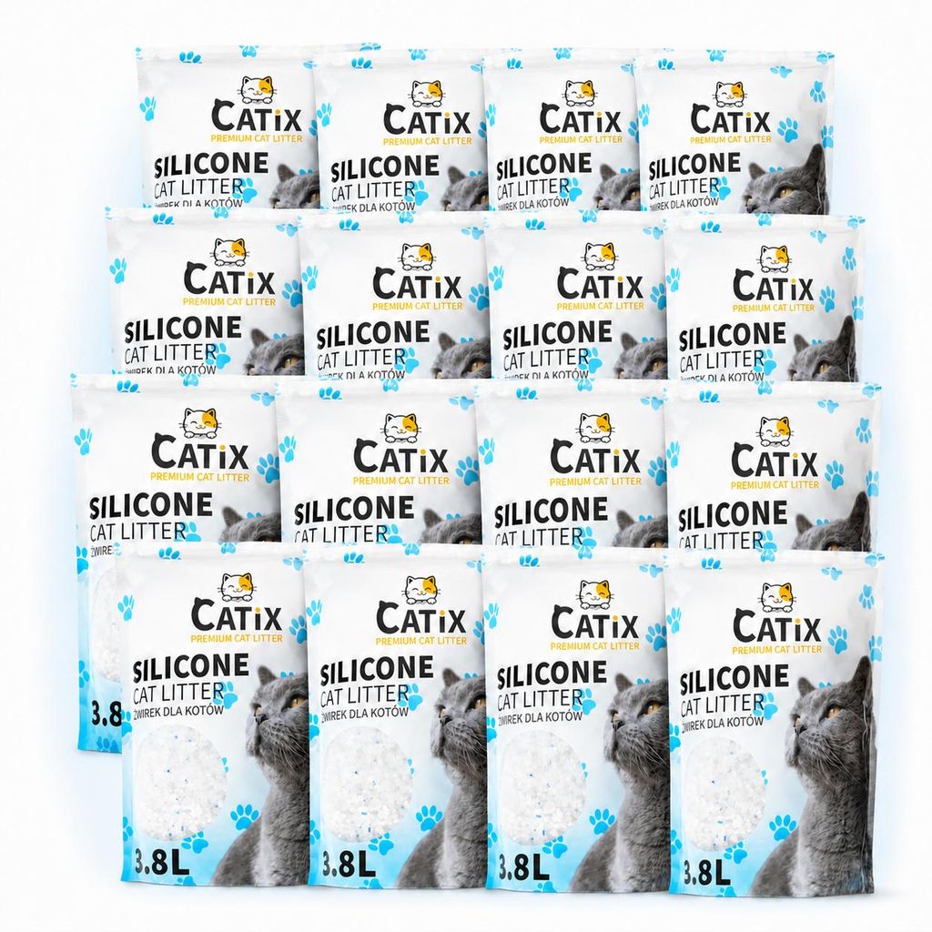 CATIX Premium Silikat Katzenstreu 60,8L 26,4kg Crystal Produktbild  KI-generiertes Bild
