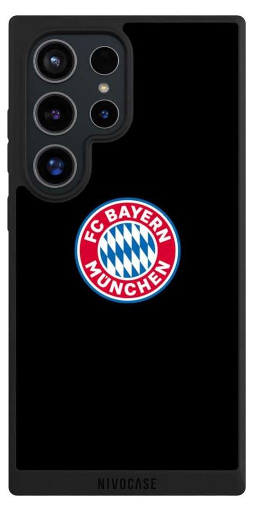 NIVOCASE Handyhülle für Samsung Galaxy S24 Ultra Hülle NIVOpure Case Schwarz FC Bayern München Logo Offizielles Lizenzprodukt
