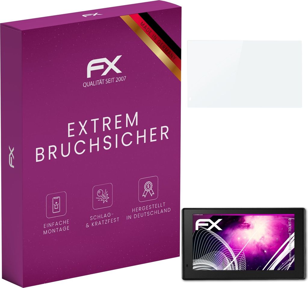 atFoliX FX-Hybrid-Glass Displayfolie kompatibel mit Garmin DriveSmart 70LMT-D Glasfolie