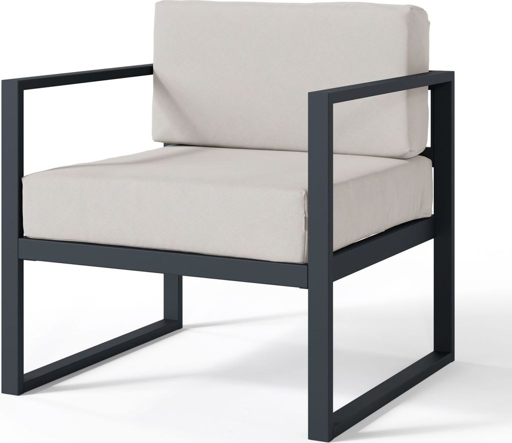 Selsey Dywilly Gartenstuhl mit wasserabweisendem Stoff, Grau/Schwarz