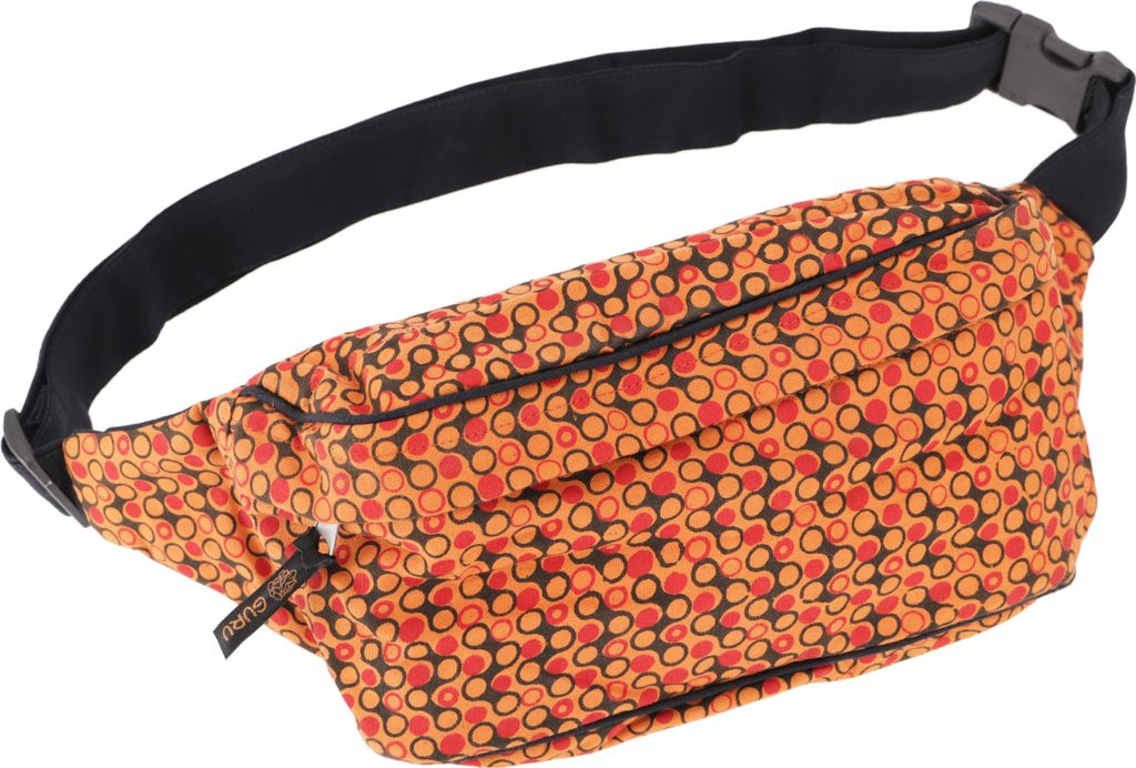 Große Bedruckte Stoff Gürteltasche, Crossbody Bag, Hüfttasche - Orange, Uni - Erwachsene, Baumwolle, 15*20*5 cm, Festival- Bauchtasche Hippie
