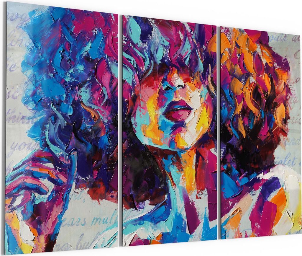 DEQORI Glasbilder Acryl 3x50x100 cm 'Bunter Lockenkopf' Wandbilder XXL groß
