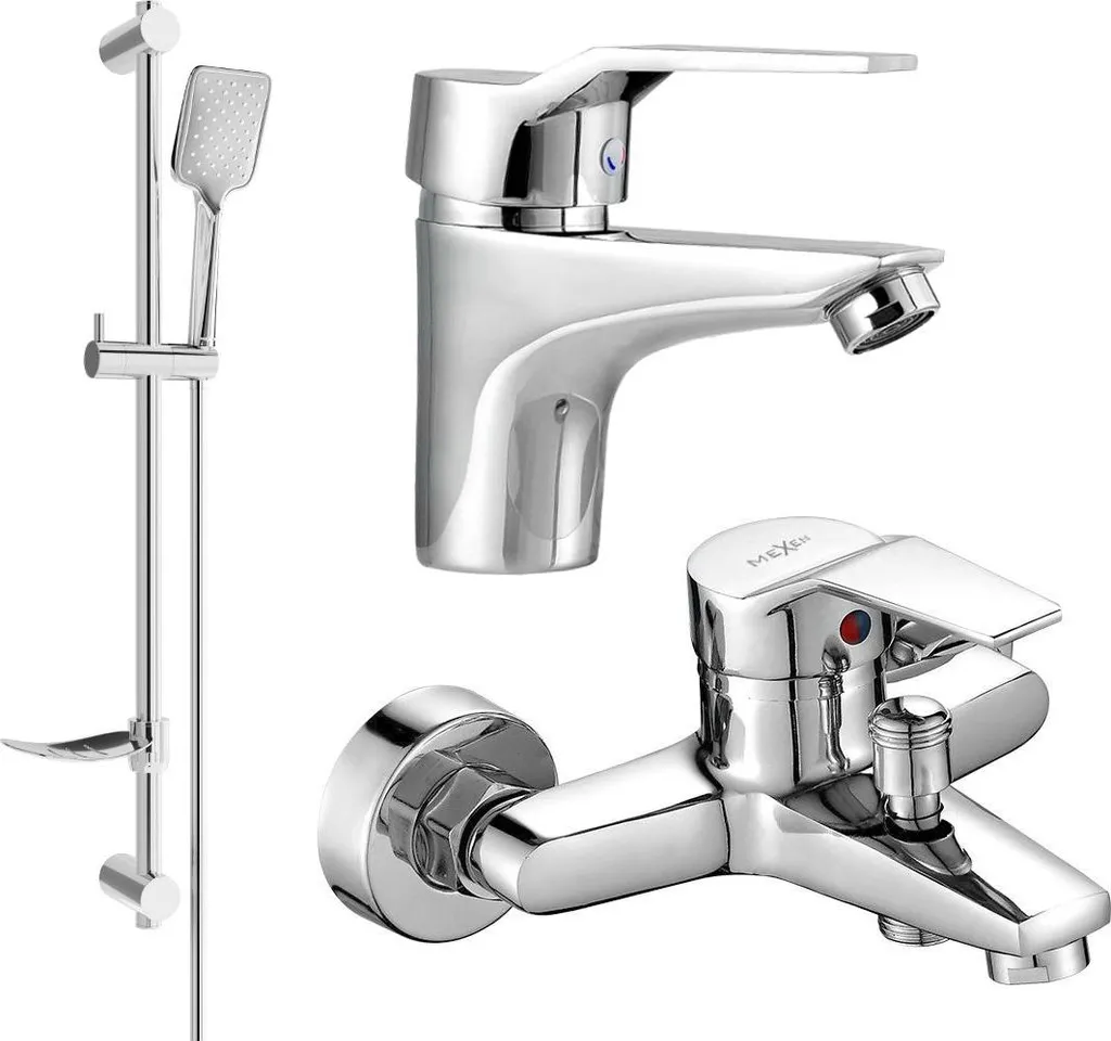 Kit Rubinetteria Vasca Mexen Caro DF62 | Ottone e Ceramica Cromo