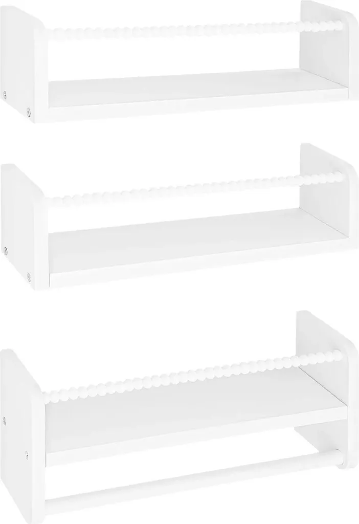 Gagnez de la place : lot 3 étagères murales enfant bois blanc 40x10 cm