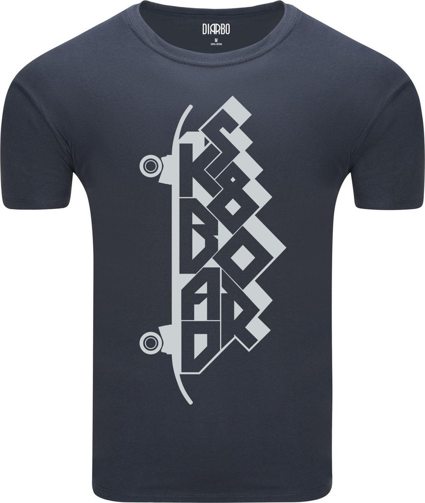 Diarbo Herren T-Shirt mit Skateboard Druck Skateboard-Typografie Dunkelgrau Gr.XL