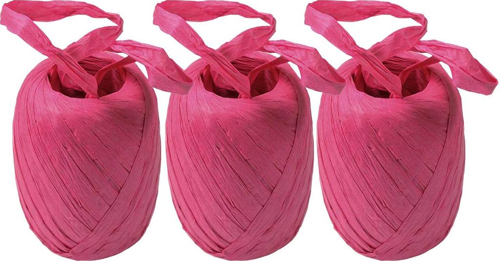 3 x 30m Raffia Papierschnur Set Geschenkband Papierkordel Bastelschnur Bastband, Farbe:himbeer