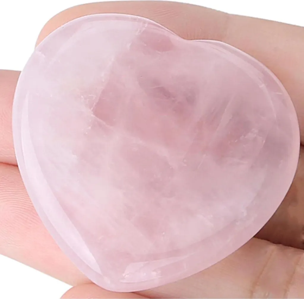 Pierre de Souci Quartz Rose en Forme de Cœur 40mm Lot de 2 Cristaux