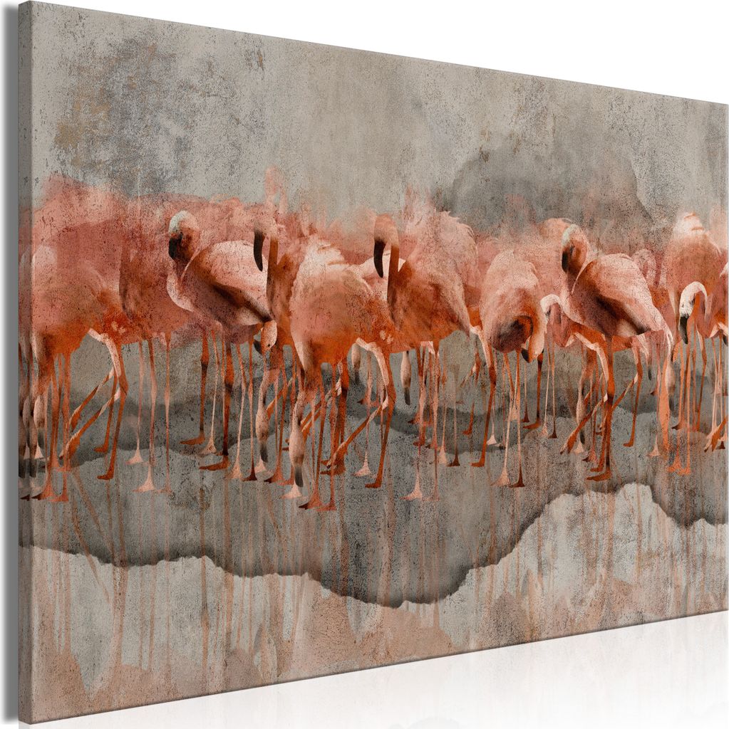 Italienischer Leinwand Leinwandbild - Flamingo Lake (1 Part) Wide 60x40 cm Tiere g-A-0349-b-a