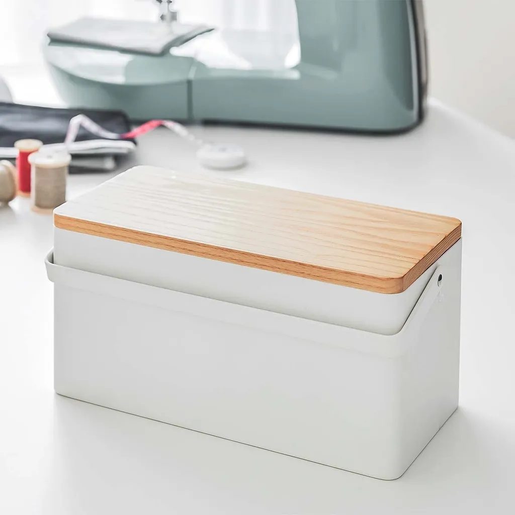 Cestino da Cucito Tower Yamazaki: Organizer Design in Legno e Acciaio