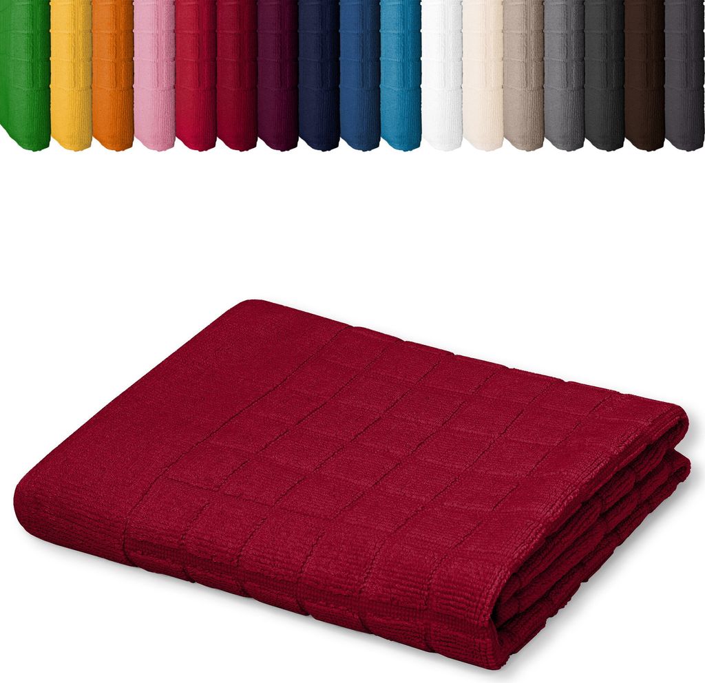 Duschvorleger 50 x 70cm Badvorleger Vorleger Badematte Badteppich 100% Baumwolle, Farbe: Bordeaux