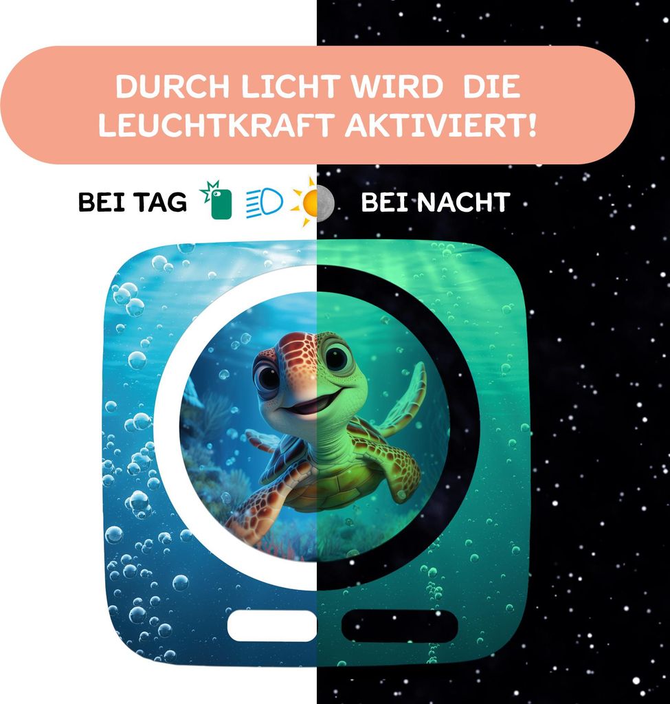 Nachtleuchtende Schutzfolie kompatibel mit Toniebox2 passgenaue Folie mit Motiv Kratzschutz für Musikbox Y015-44 Süße Schildkröte