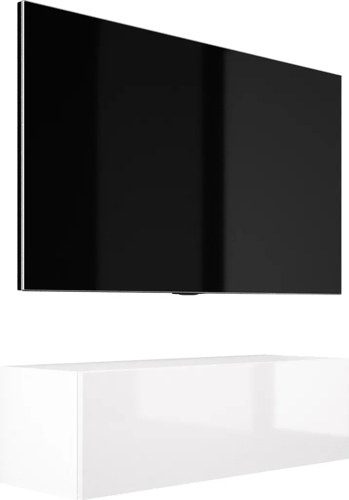 Cabinet TV 100cm Bianco Opaco e Lucido - Mobile Moderno per Living