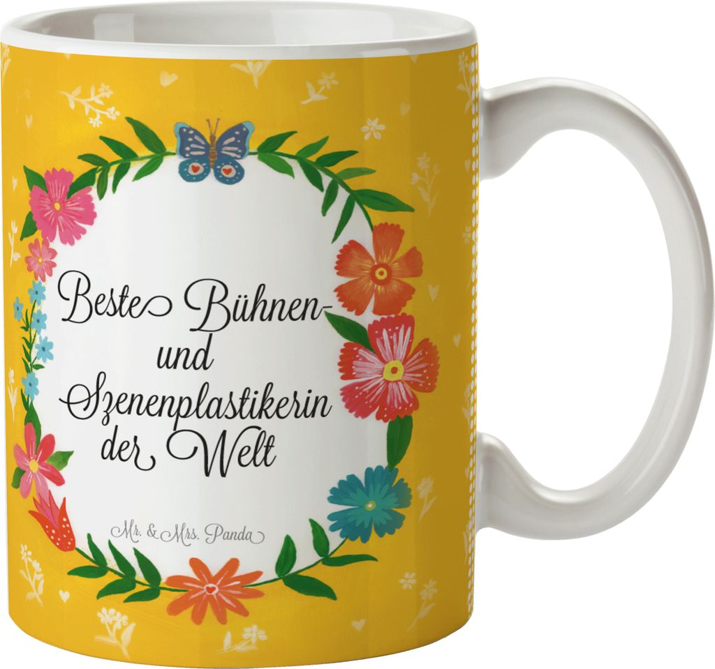 Mr. & Mrs. Panda Kaffeetasse Bühnen- und Szenenplastikerin - Geschenk, Teetasse, Tasse, Ausbildung, Kaffeebecher, Abschied, Studium, Trinkbecher, ...