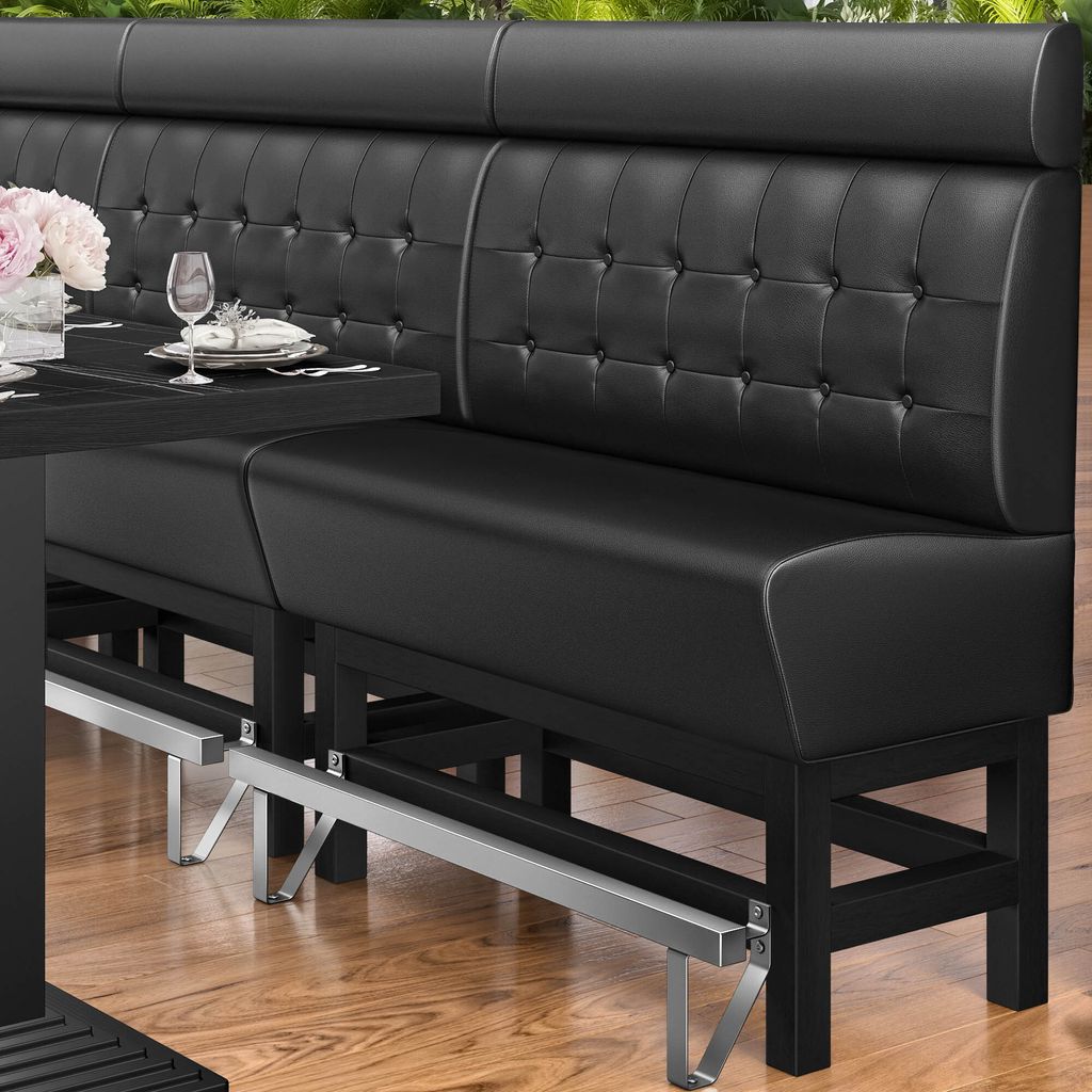 MIAMI | Gastro Hochbank | B:H 160 x 158 cm | Schwarz | Chesterfield Button | Leder | Bistro Hochbank, Thekenbank