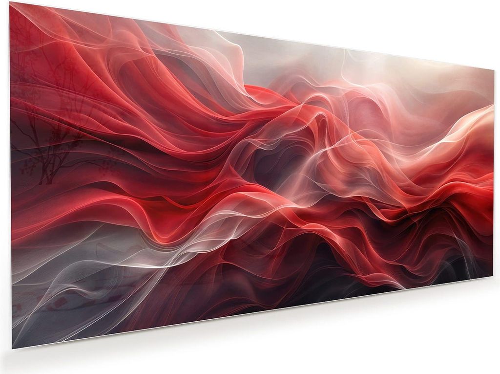Glasbild 80x40cm in XXL für Wohnzimmer, Schlafzimmer Motiv Abstrakte Wellen