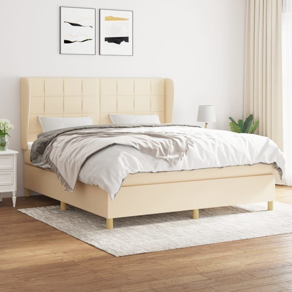 "2026 Promotion" Boxspringbett mit Matratze - Creme 160x200 cm - Stoff - Polsterbett CC6660