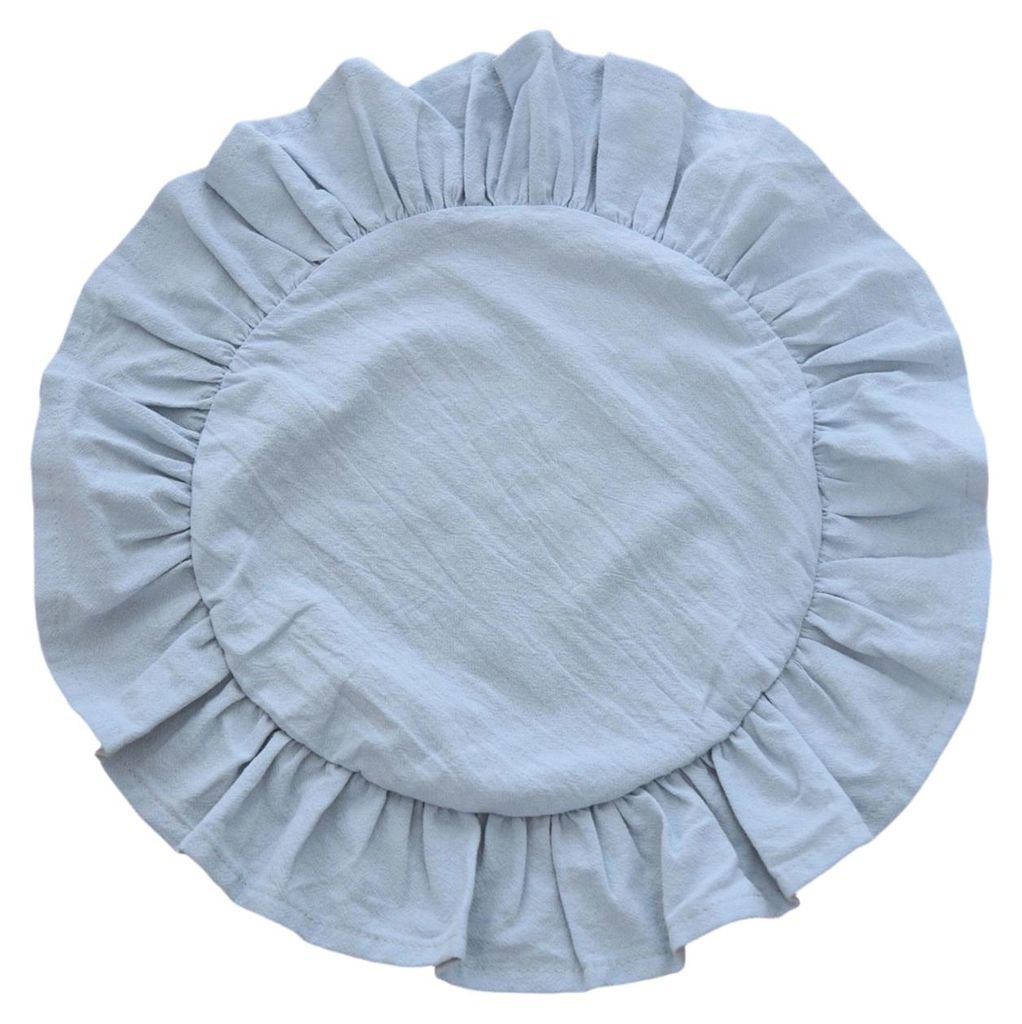 Rustikales Platzset, einfarbig, rund, mit Rüschenrand, ideal für Nachmittagstee, weiche, gewaschene Baumwolle, für Esszimmer, Küche und Partys.