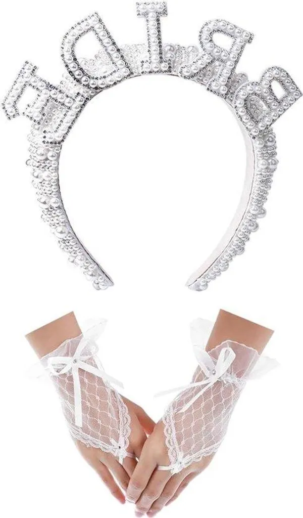 Bijoux de mariage en perles et serre-tête diamants pour coiffure festive