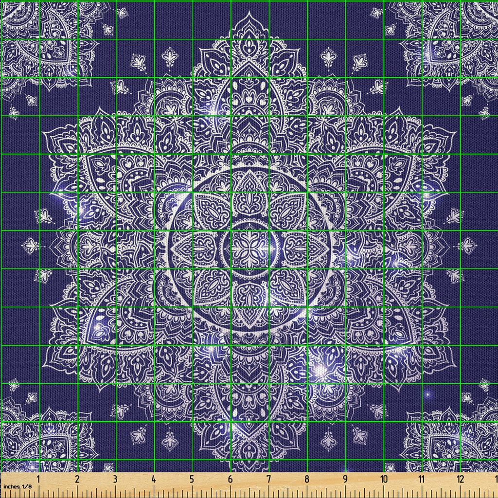 ABAKUHAUS Ethnisch Microfaser Stoff als Meterware , Ethnische Blumenverzierung Stammes- runde Mandala Paisley inspirierte Retro-Stil, 1 M (230 x 10...