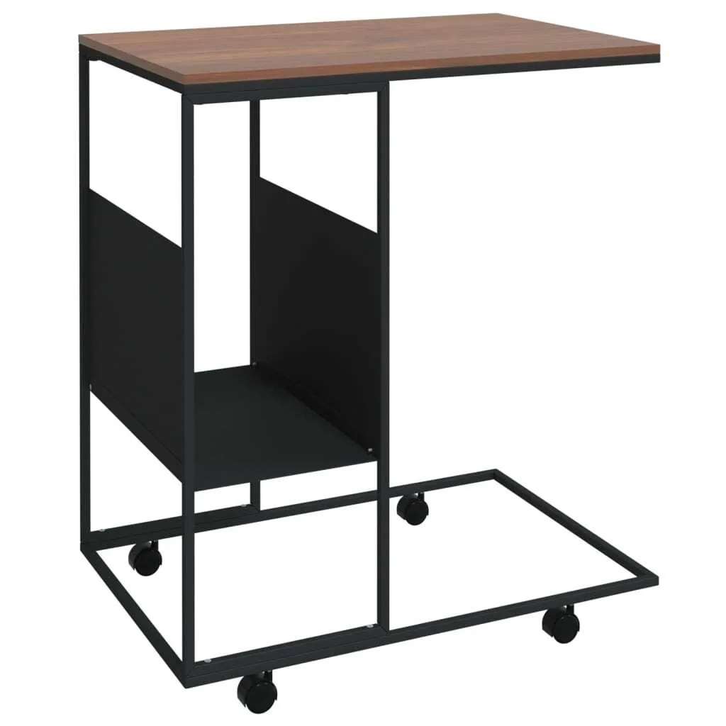Tavolino con rotelle nero 55x36x63,5 cm materiale a base di legno