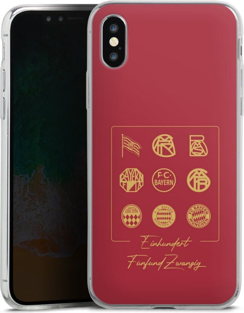 DeinDesign Slim Hülle für Apple iPhone X Silikon Case Ultra Dünn Handyhülle FC Bayern München Fanartikel FCB 125 Jahre