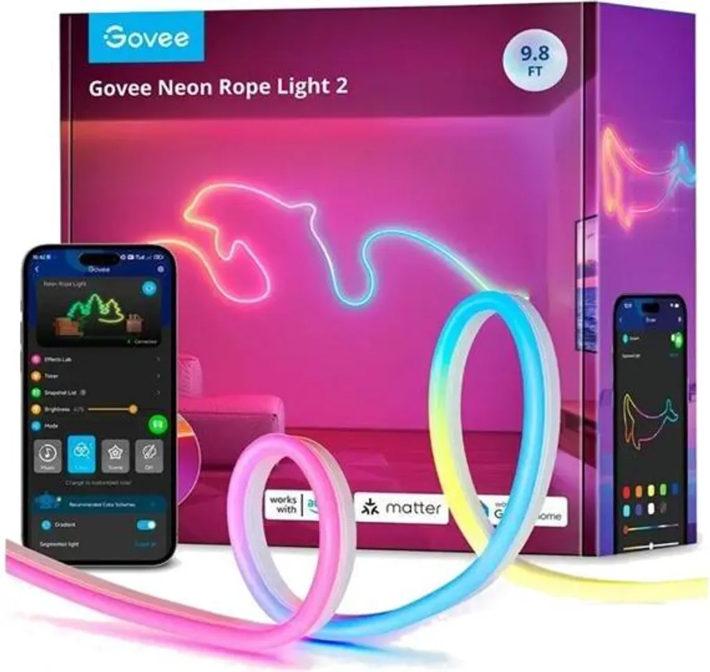 Govee Neon Rope Light 2 Rosa | LED RGBIC Gaming Setup Matter Ready