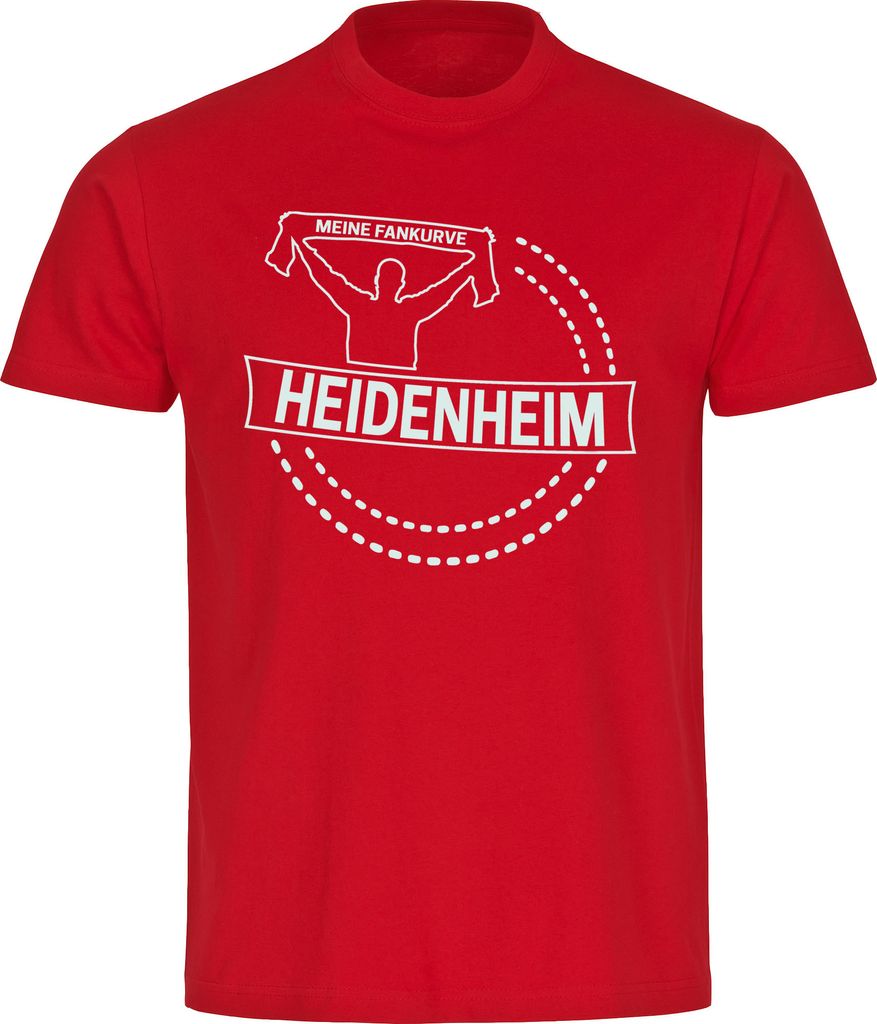 multifanshop Herren T-Shirt - Heidenheim - Meine Fankurve, rot, Größe L