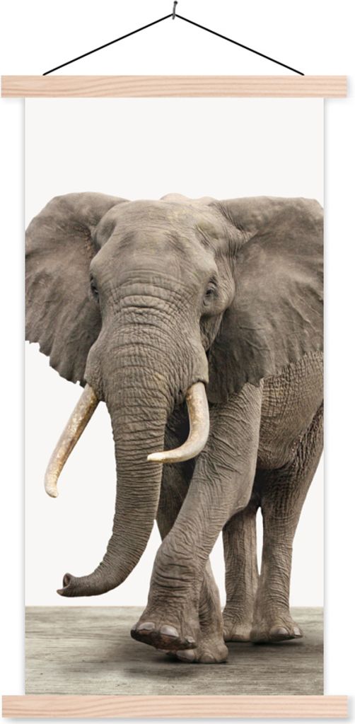 MuchoWow Textilposter Elefant - Kinder - Tiere - Mädchen 40x80 cm mit holzfarbenen Rahmen - Wohnzimmer