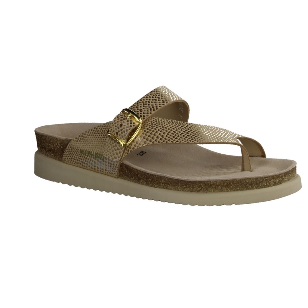 Mephisto Helen Damen, Zehenstegpantolette, Pantolette, Leder, Light Sand - Damenschuhe Pantolette / Zehentrenner, Mehrfarbig, leder