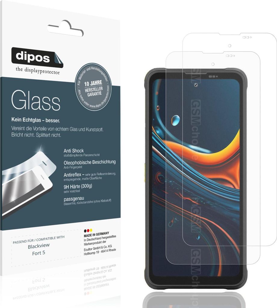 2x Schutzfolie für Blackview Fort 5 matt - Anti-Shock 9H Folie dipos Glass Kunststoffglas