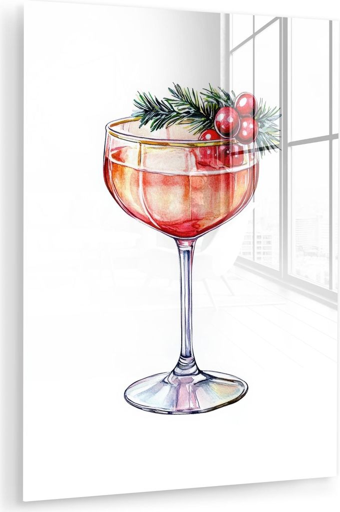 MuchoWow Glasbilder - Bilder auf Wandbild - Foto auf Glas Cocktail - Party - Winter - Dekoration 60x80 cm Wanddekoration aus Glas - Acrylglasbild -...