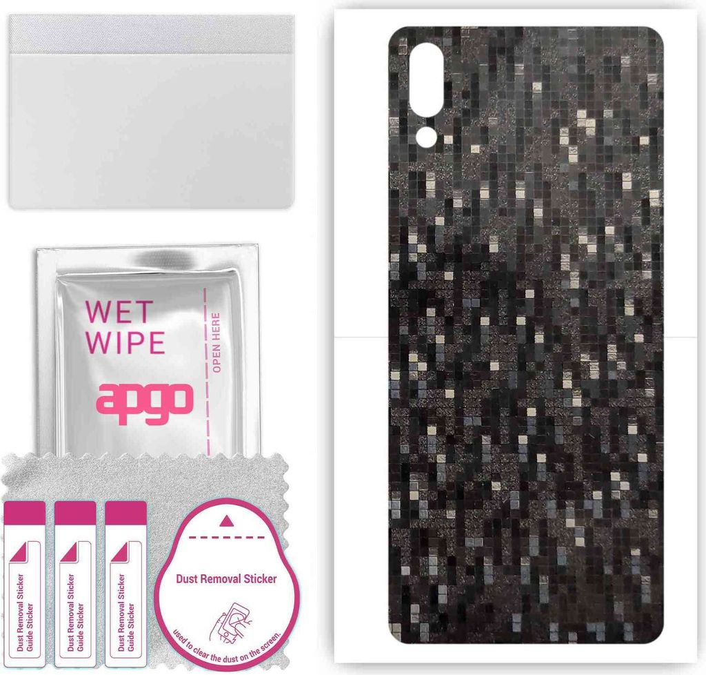 apgo Rückseite Schutzfolie, Skin, kompatibel mit Sony Xperia L3, Hinten Displayschutzfolie aus Vinylfolie, kratzfest, einfache Montage - Carbon Bl...