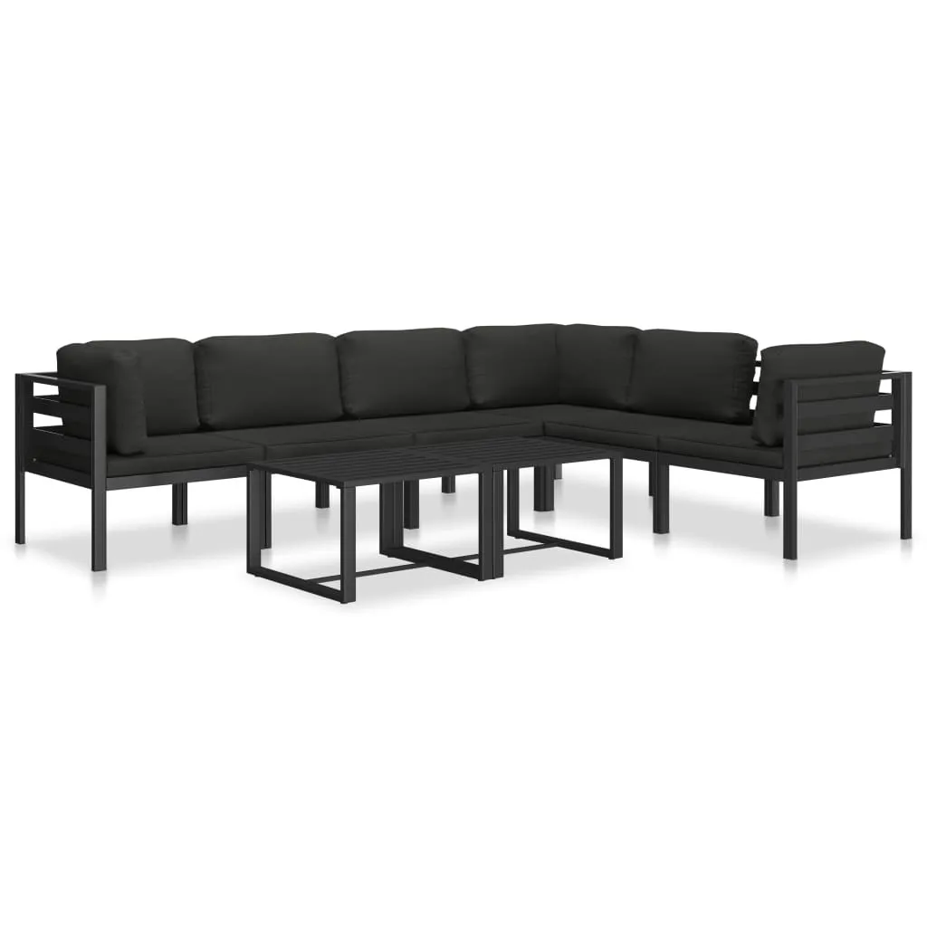 Canapé d'angle modulaire vidaXL en aluminium anthracite avec coussin - 10