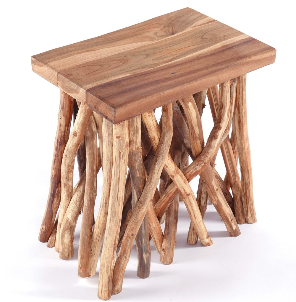 ÄSTE SITZ BÄNKCHEN "WOODS" | Teak, 48cm | Natur Blumen Bank Produktbild 