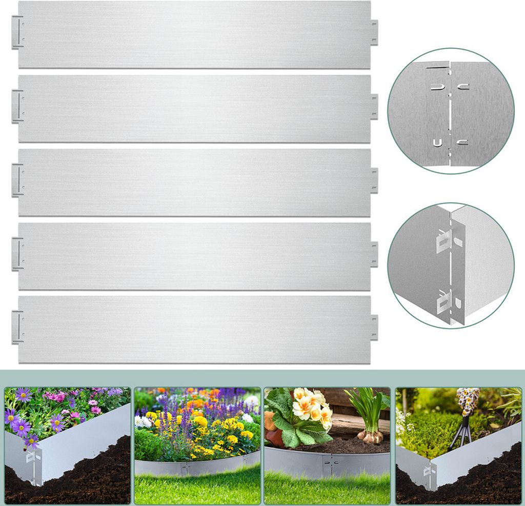 Rasenkante Einfache Montage Profilkante Rasenborde Gartenpalisade Beetrand 100x18cm 10m