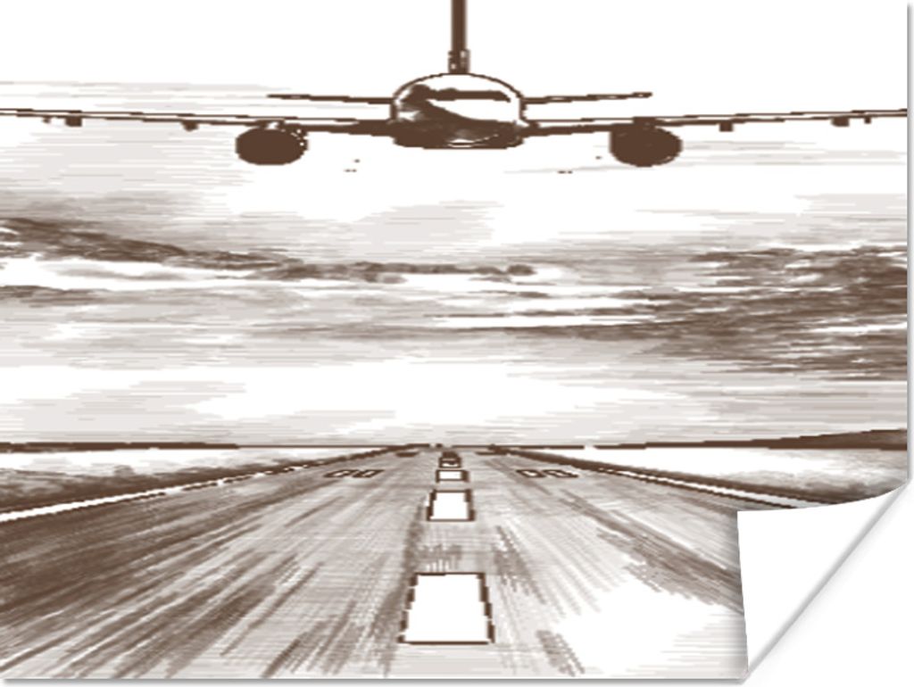 MuchoWow Poster Flugzeug - Luft - Schwarz - Weiß 160x120 cm - Foto Plakat