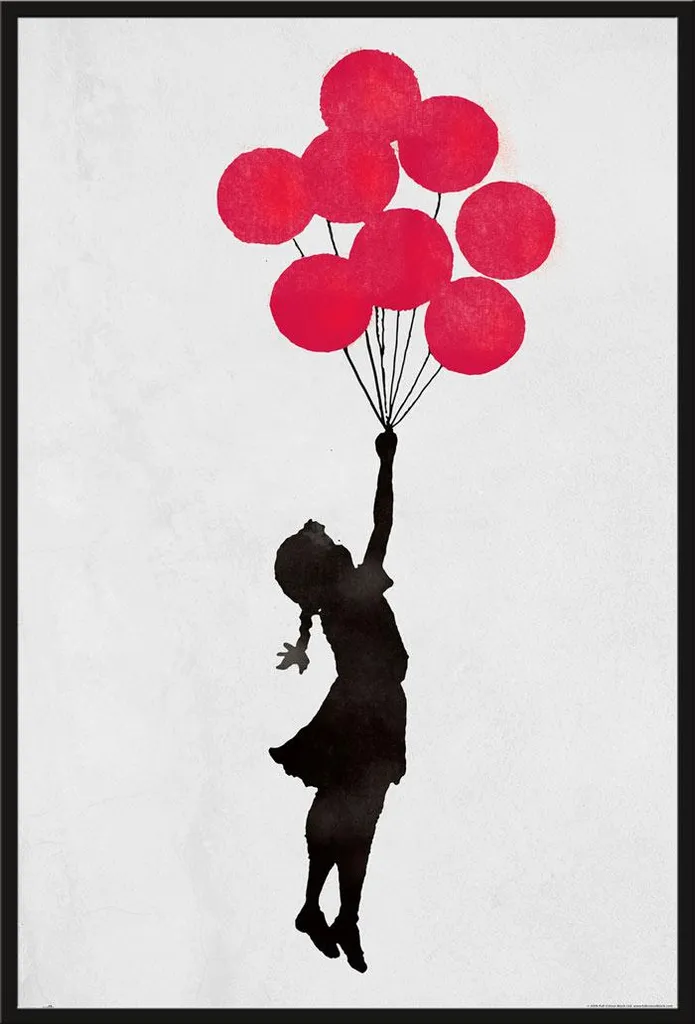 Cadre avec Affiche Girl Floating Brandalised, Poster Mural Shinsuke Noir